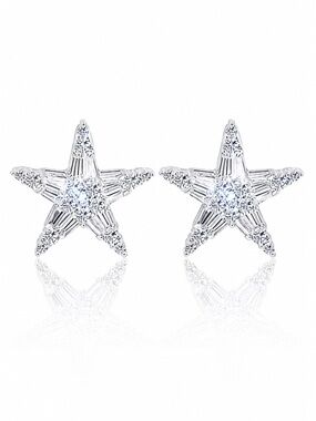 Dainty Silver Crystal Star Earrings